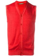Cruciani V-neck Sleeveless Cardigan, Men's, Size: 48, Red, Wool