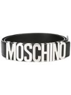 Moschino Logo Plaque Belt, Men's, Size: 90, Black, Leather/metal