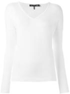 Rag & Bone /jean Long Sleeve V-neck Top, Women's, Size: S, White, Rayon/spandex/elastane/polyester