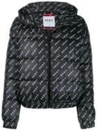 Dkny Logo Print Puffer Jacket - Black