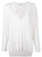 Brunello Cucinelli V-neck Jumper, Women's, Size: Medium, White, Cashmere/silk
