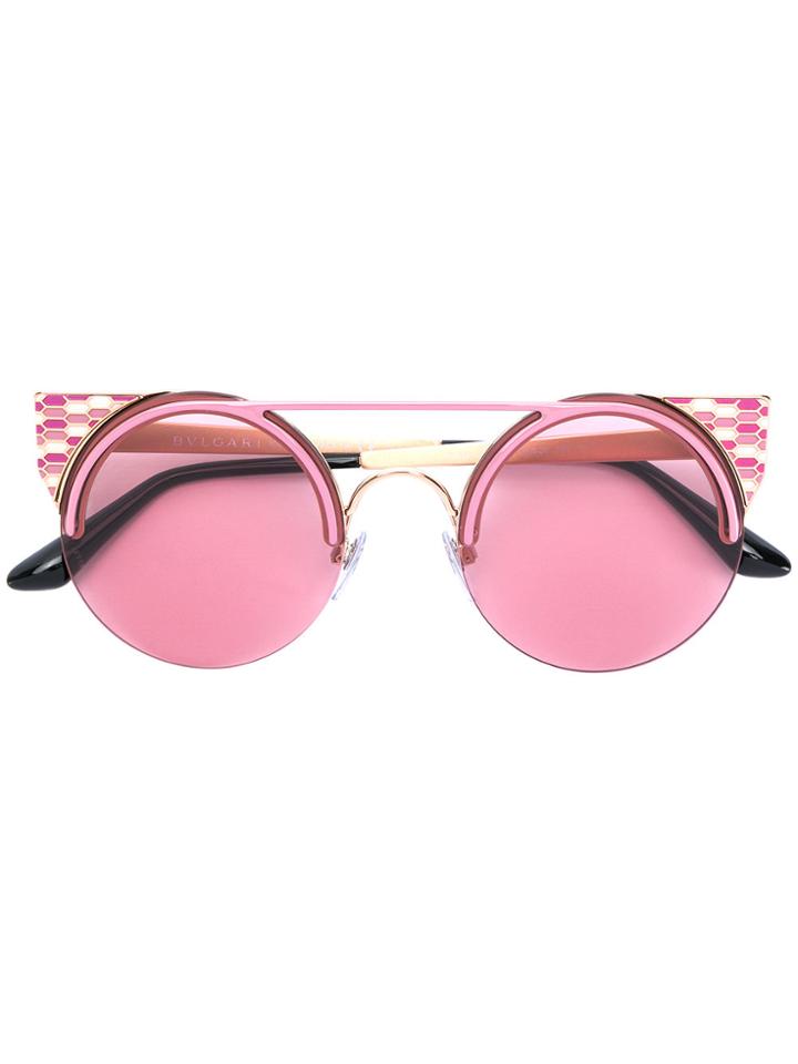 Bulgari Enamelled Cat Eye Sunglasses - Pink & Purple