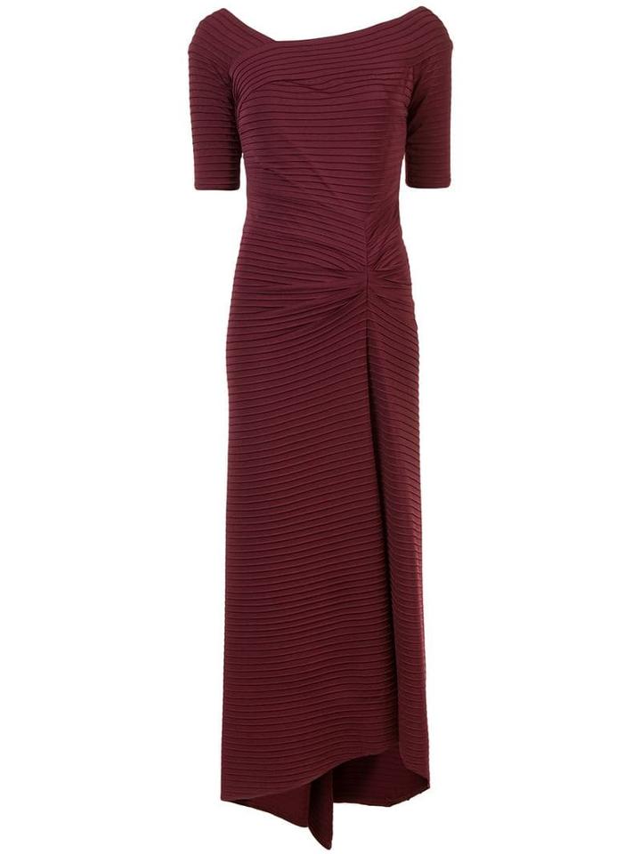 Tadashi Shoji Long Ribbed Evening Dress - Red
