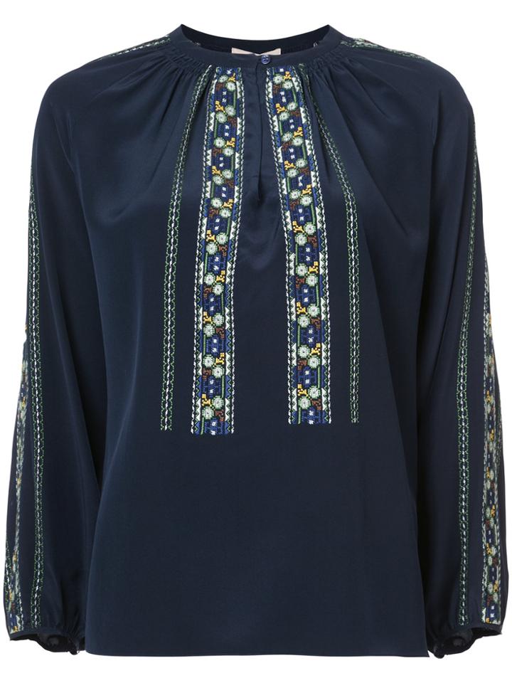 Vanessa Bruno Floral Embroidered Panels Blouse - Blue