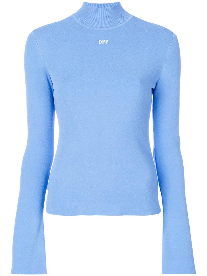 Off-white - High Neck Sweater - Women - Polyester/viscose - 42, Blue, Polyester/viscose