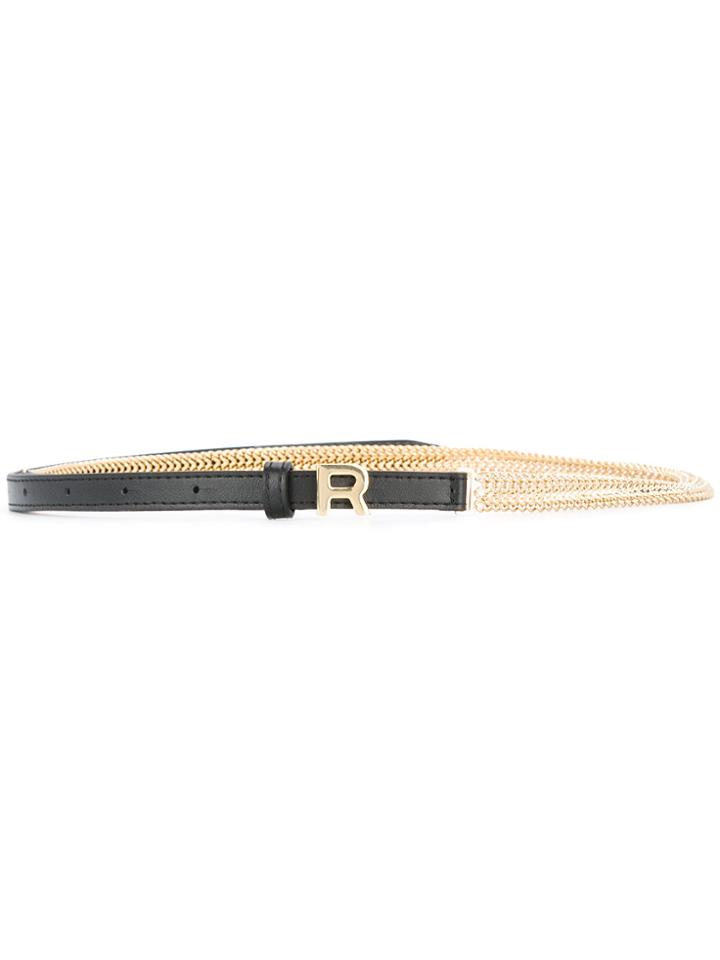 Rochas Chain Embellished Leather Belt - Metallic