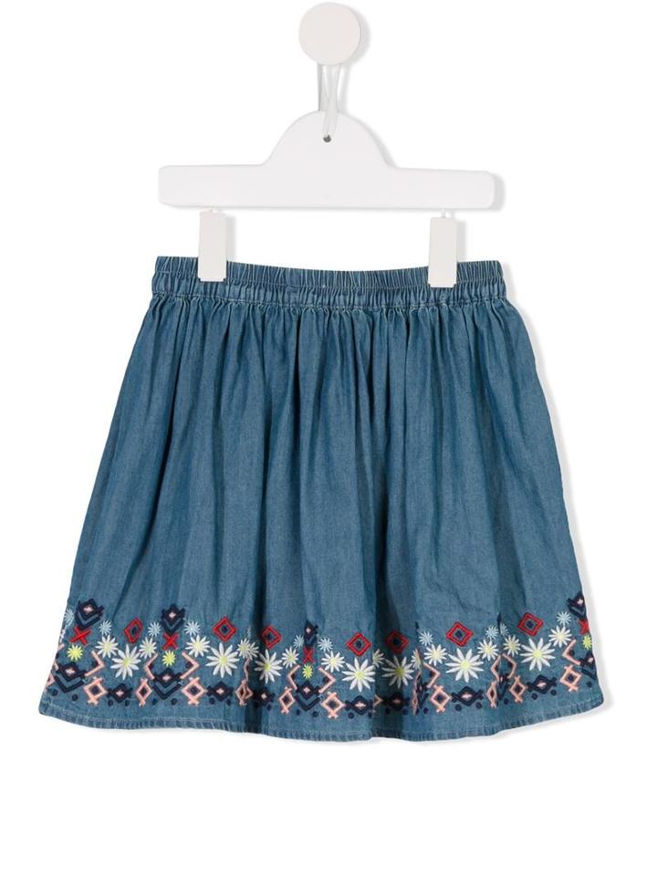 Missoni Kids Embroidered Hem Denim Skirt, Girl's, Size: 6 Yrs, Blue