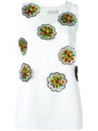 Victoria Victoria Beckham Embellished Blouse, Women's, Size: 10, White, Plastic/polyester/silk