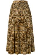 Proenza Schouler Tiger Print Knit Pleated Skirt - Yellow & Orange