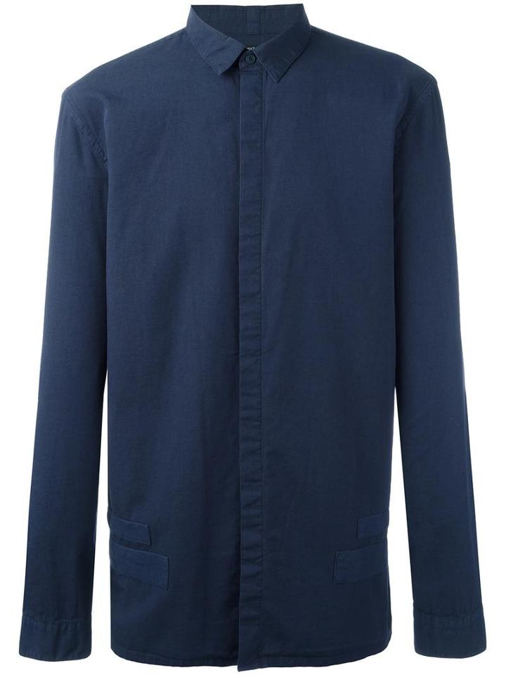 Helmut Lang 'tape' Shirt, Men's, Size: Medium, Blue, Cotton/cashmere/wool