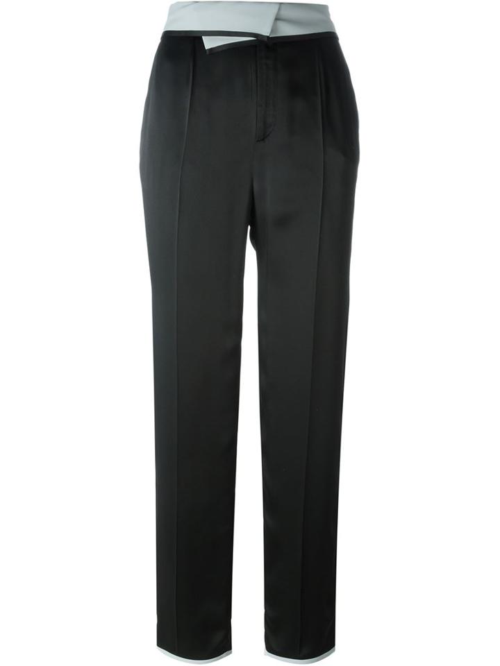 Maison Margiela Reversible Waistband Trousers, Women's, Size: 40, Black, Silk/polyamide/acetate/polyester