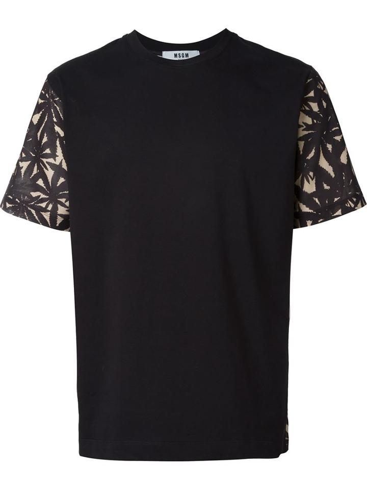 Msgm Hemp Leaf Print T-shirt