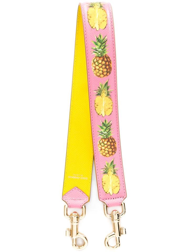 Dolce & Gabbana Pineapple Print Bag Strap, Women's, Pink/purple, Calf Leather