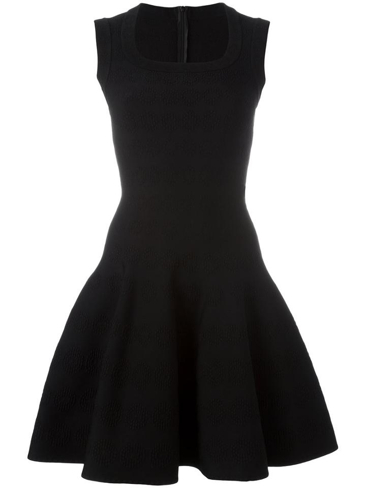 Alaïa Scoop Neck Flared Dress, Women's, Size: 38, Black, Viscose/polyamide/polyester/spandex/elastane