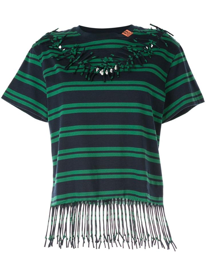 Maison Mihara Yasuhiro Striped Fringed Sewn-up T-shirt - Black