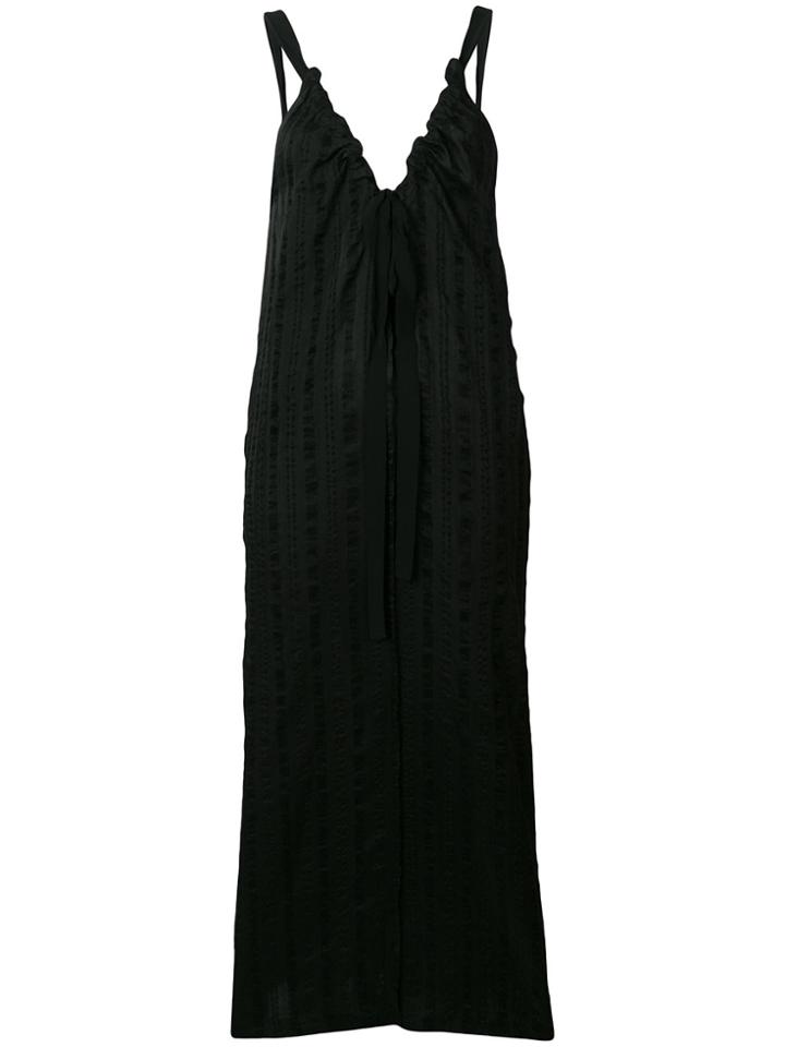 Tela Long Drawstring Neck Dress - Black