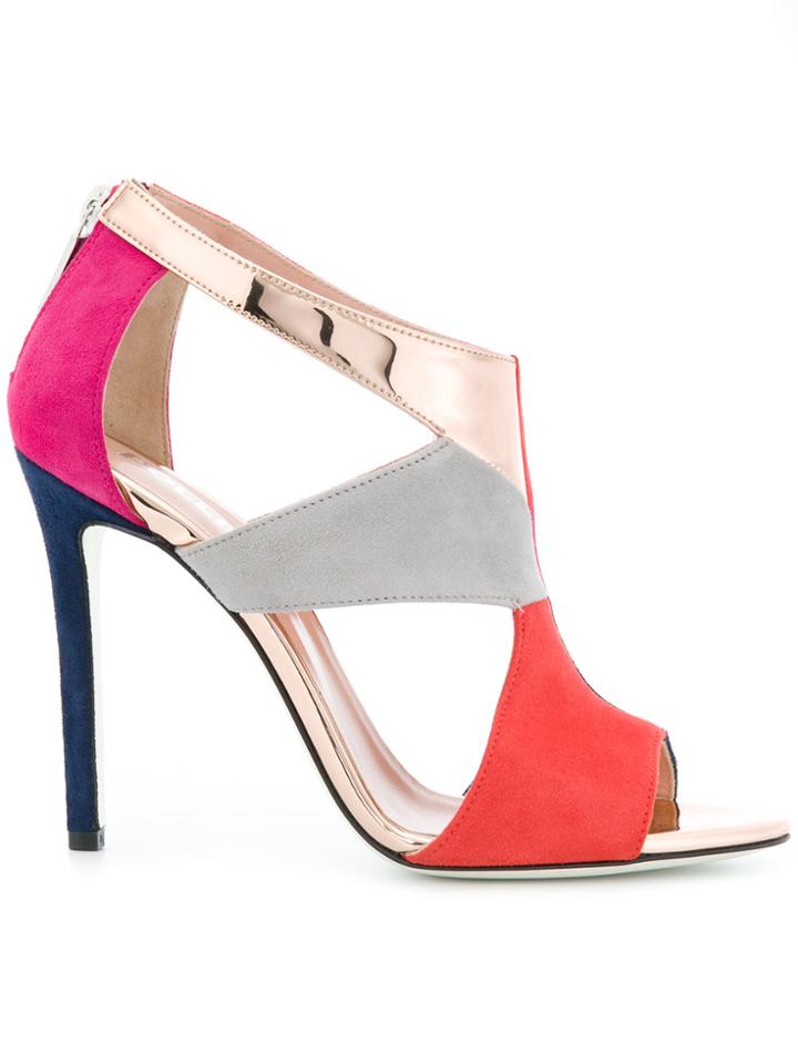 Pollini Colour Block Sandals - Pink & Purple