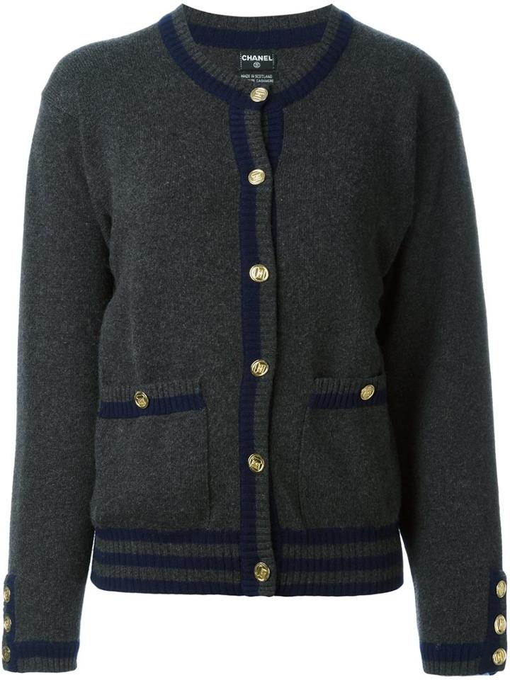 Chanel Vintage Contrast Stripe Cardigan