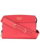 Prada Zipped Crossbody Bag, Women's, Red, Leather
