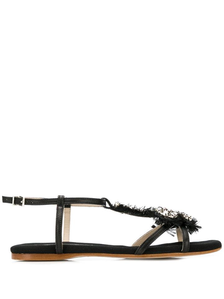 Anna Baiguera Crystal Embellished Sandals - Black