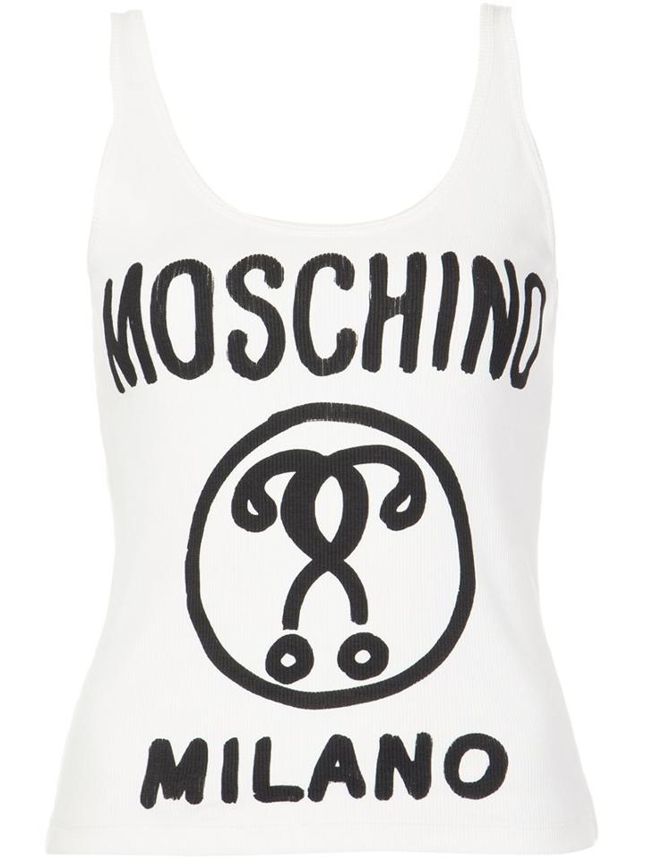 Moschino Logo Tank Top, Women's, Size: Medium, White, Cotton/other Fibers