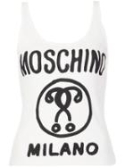 Moschino Logo Tank Top, Women's, Size: Medium, White, Cotton/other Fibers