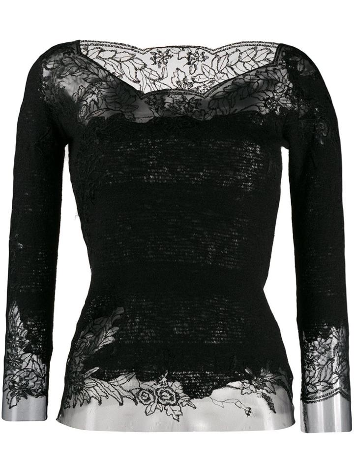 Ermanno Scervino Floral Lace Top - Black
