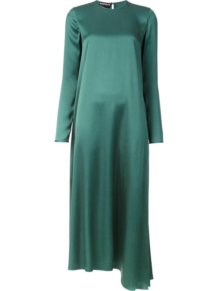 Rochas 'row' Asymmetric Dress, Women's, Size: 38, Green, Silk