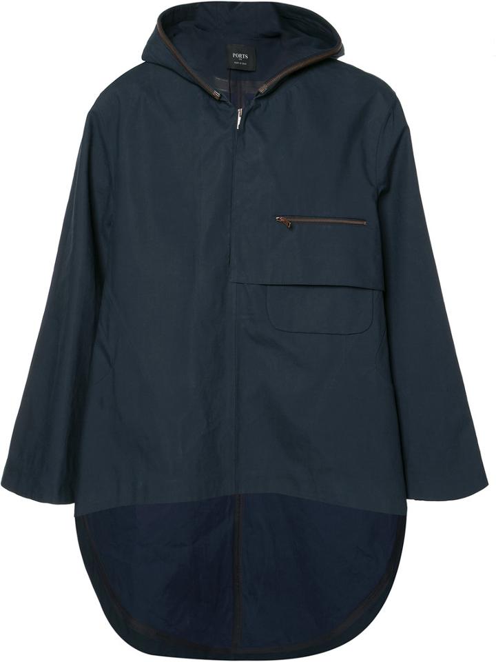 Ports 1961 Hooded Cape Jacket, Men's, Size: Medium, Blue, Cotton