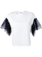 Msgm - Lace Sleeves T-shirt - Women - Cotton - S, White, Cotton