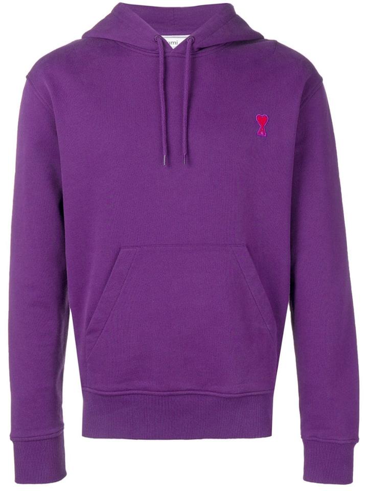 Ami Alexandre Mattiussi Hoodie With Red Ami De Coeur - Purple