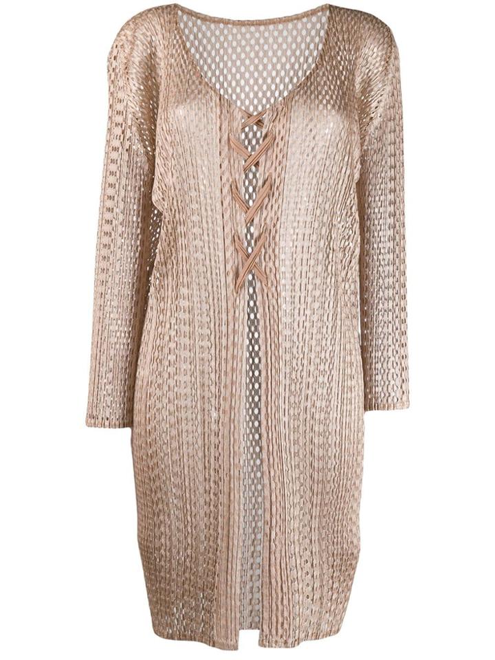 Pleats Please Issey Miyake Woven Cardigan - Neutrals