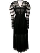 Ainea Sheer Plumetti Dress - Black