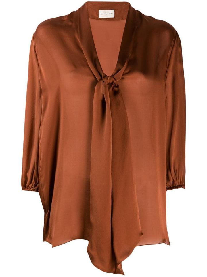 Alexandre Vauthier Neck-tie Blouse - Brown