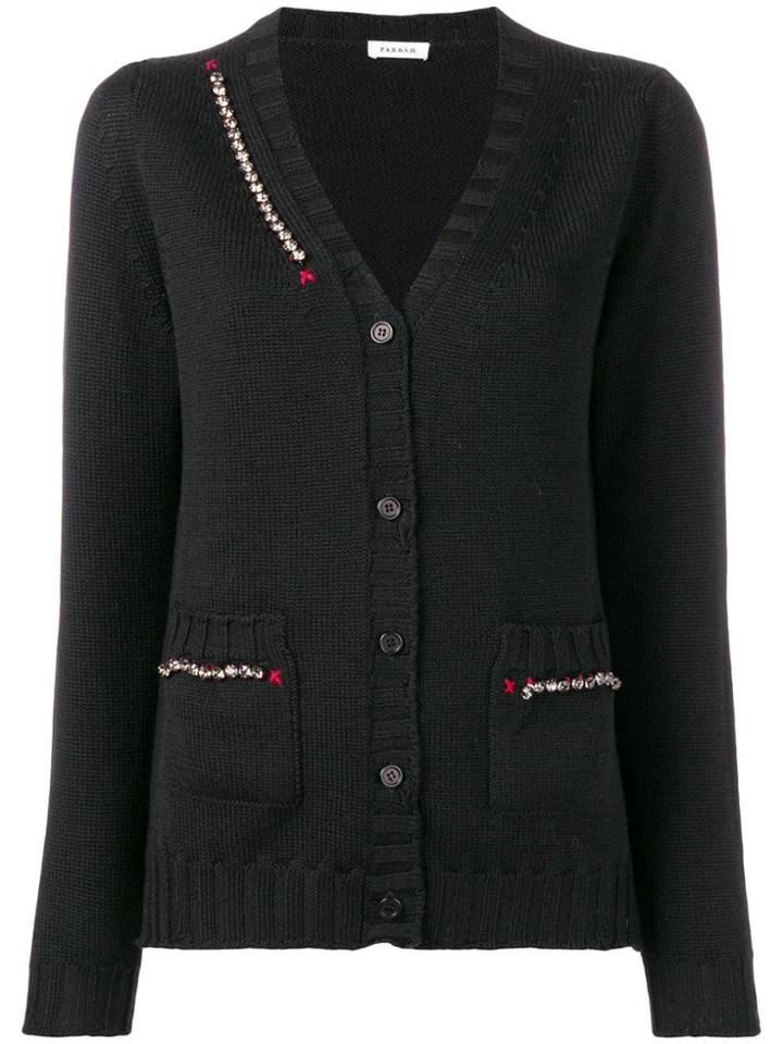 P.a.r.o.s.h. Crystal Embellished Cardigan - Black