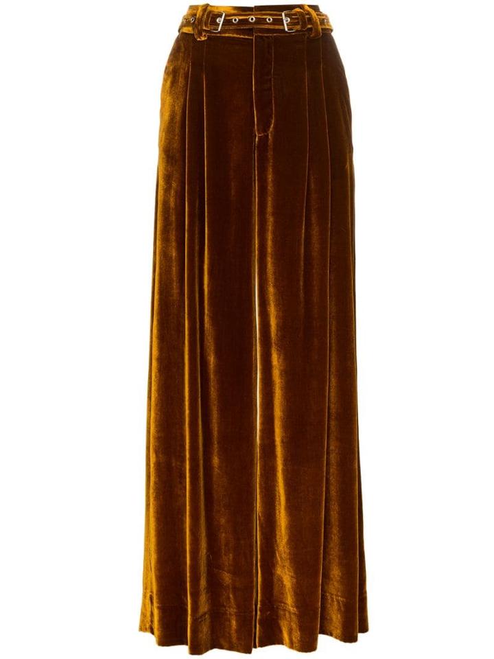 Marques'almeida Wide Leg Velvet Trousers - Brown