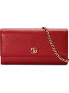 Gucci Gg Marmont Leather Chain Wallet - Red