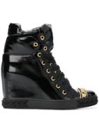 Casadei Chain Trim Patent Boots - Black