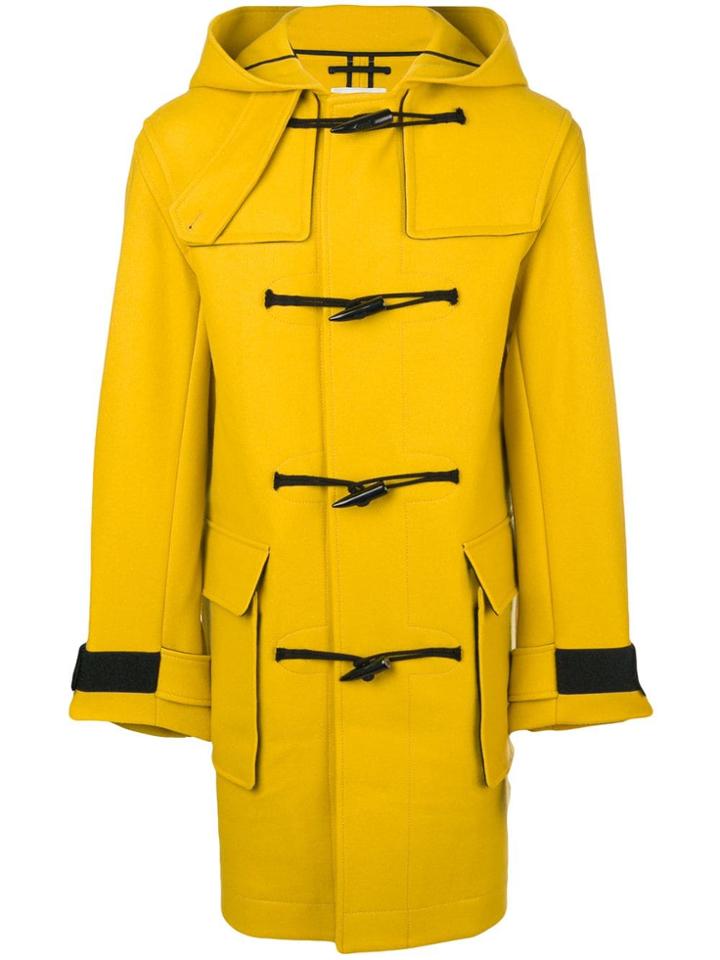 Kenzo Hooded Midi Coat - Yellow & Orange