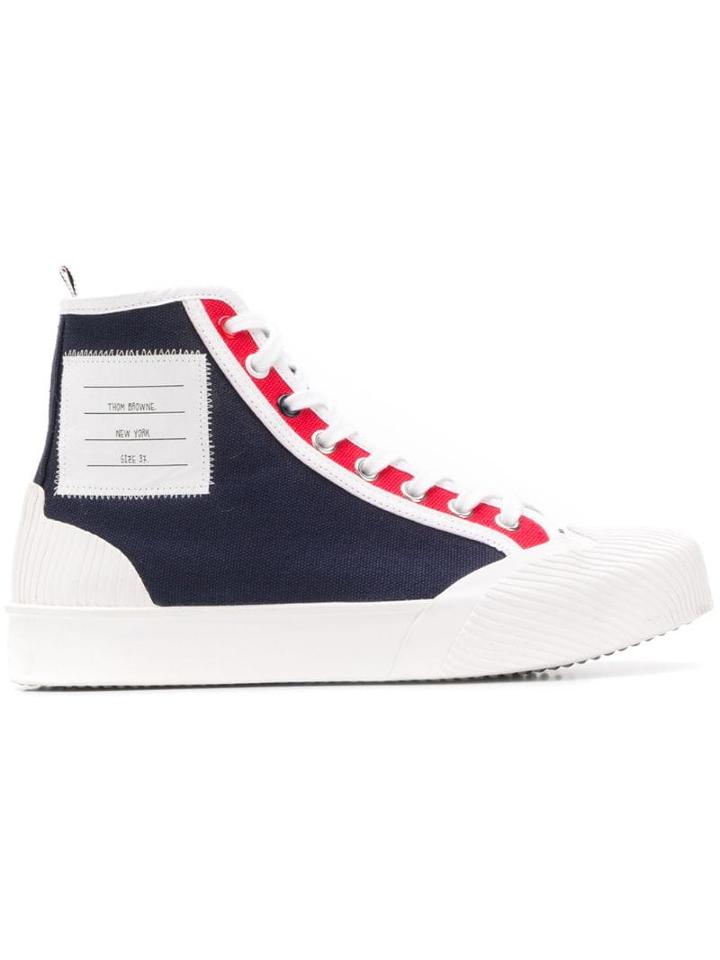 Thom Browne White Vulcanized 4-bar Trainer - Blue