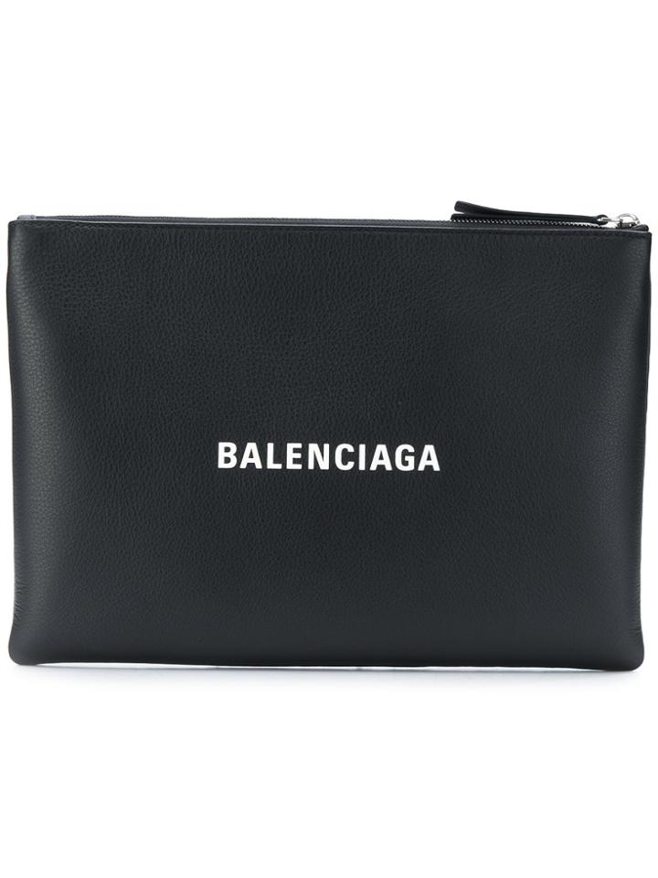 Balenciaga Everyday Logo Clutch - Black