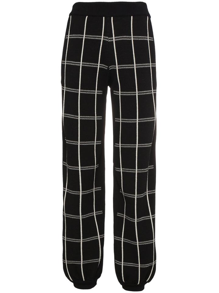 Chloé Crepe Check Track Trousers - Black