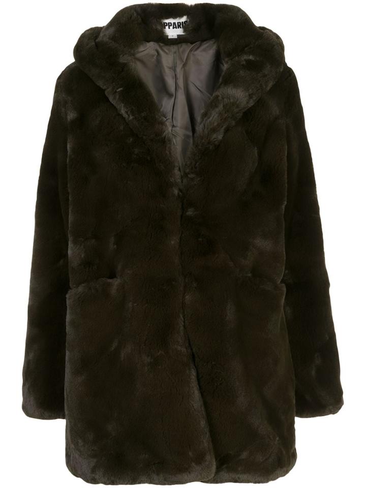 Apparis Marie Hooded Faux-fur Coat - Green