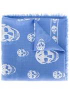 Alexander Mcqueen Skull Print Scarf, Women's, Blue, Modal/silk