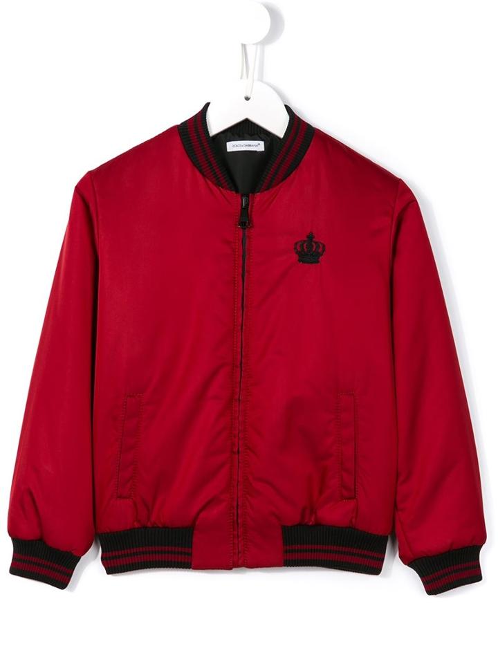 Dolce & Gabbana Kids Crown Crest Bomber Jacket, Boy's, Size: 6 Yrs, Red