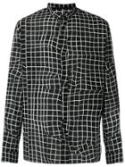 Haider Ackermann Grid Print Collarless Shirt - Black