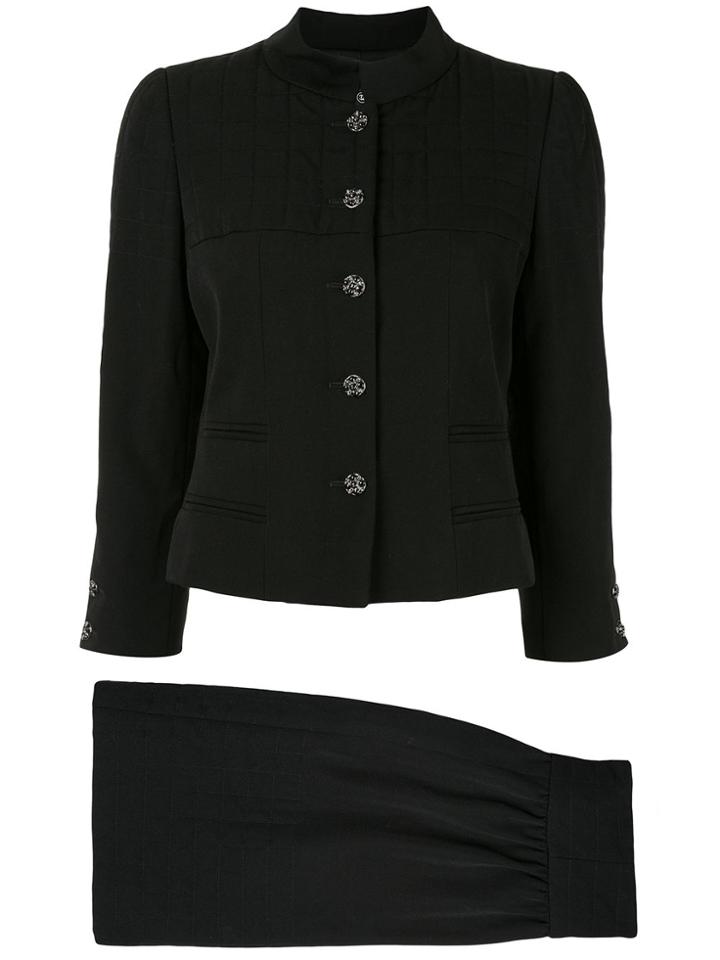 Chanel Pre-owned Choco Quilted Skirt Suit - Black