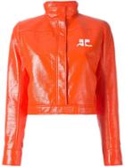 Courrèges Vinyl Cropped Jacket, Women's, Size: 36, Yellow/orange, Cupro/cotton/polyurethane