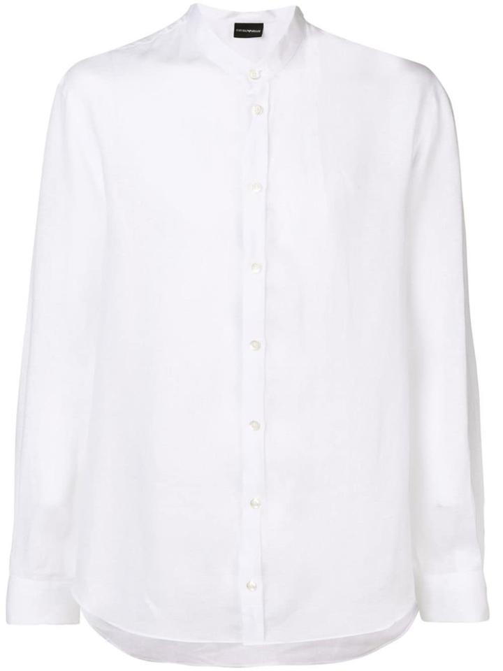 Emporio Armani Band Collar Shirt - White