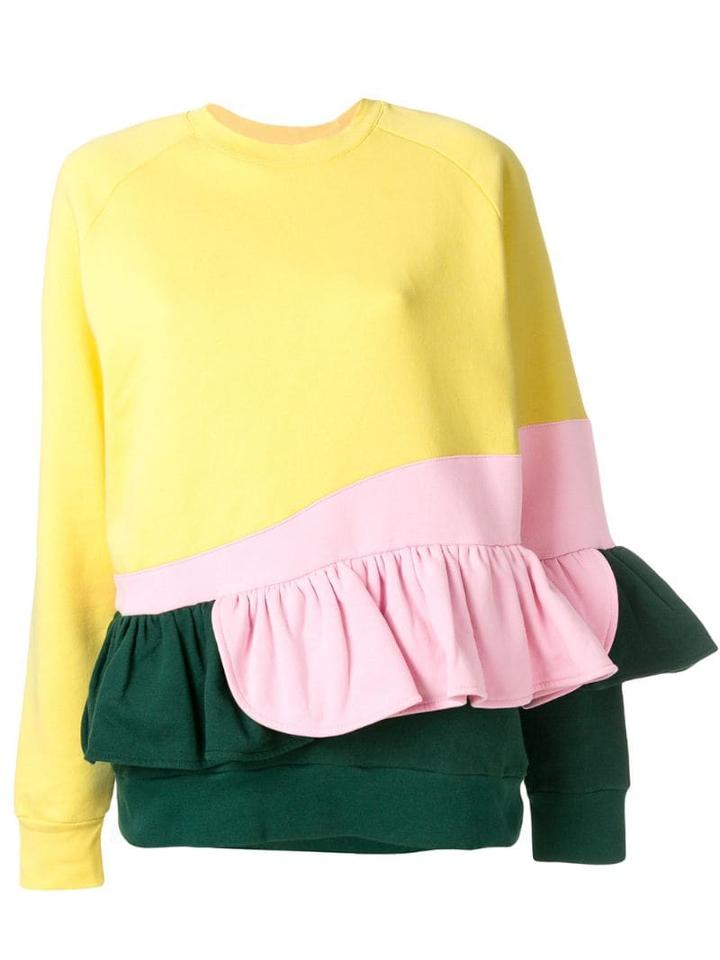 Ioana Ciolacu Frilled Colour Block Sweatshirt - Yellow